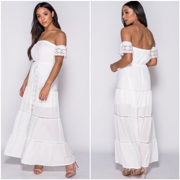 🆕Skyye White Off the Shoulder Bardot Dress - Picture 3 of 4